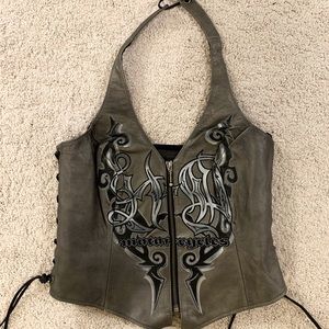 Harley Davidson leather halter top